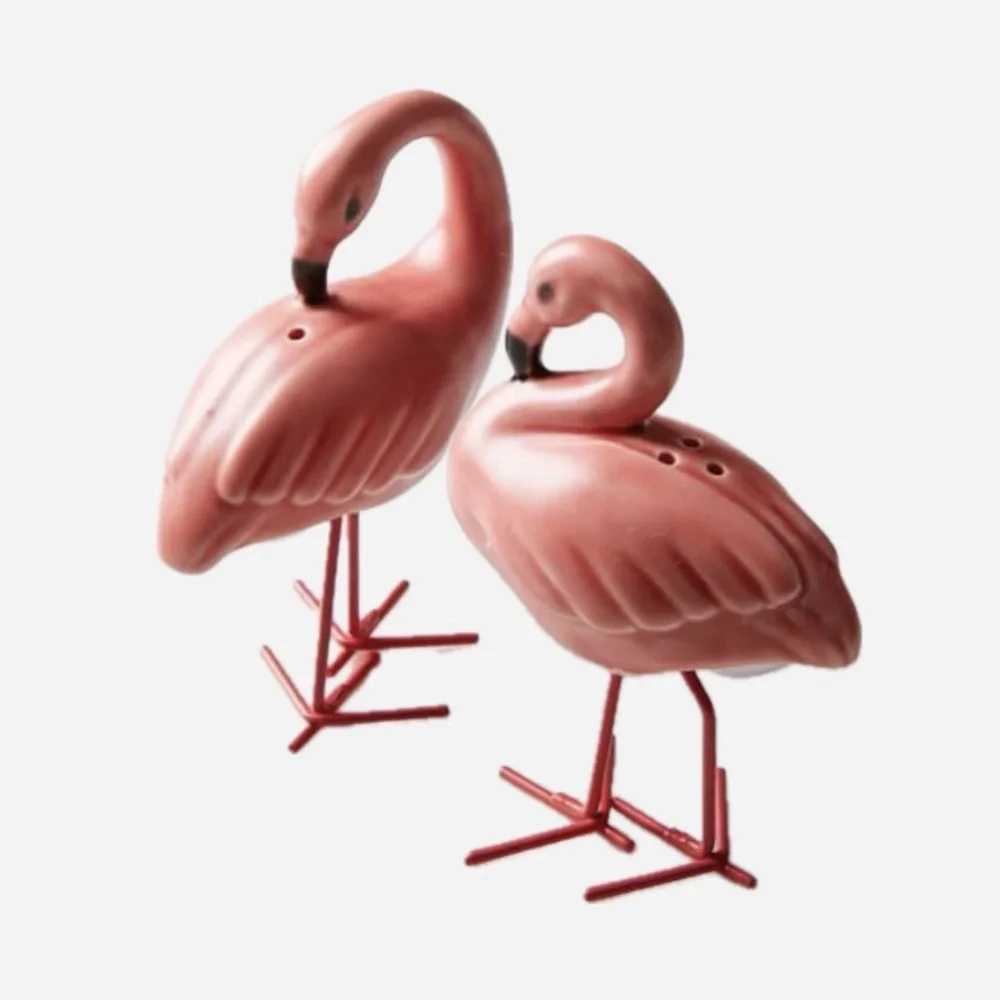 West Elm Fancy Flamingo Salt and Pepper Shakers - Pink